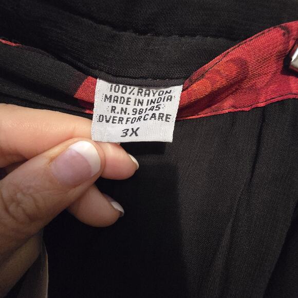 Vtg 90s Y2K Dark Floral Skirt NWT Women Plus 3X Black Red Whimsigoth Grunge Goth - Picture 14 of 15